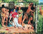 William Holman Hunt, A Converted British Family Sheltering a Christian Missionary from the Persecution of the Druids, a scene of persecution by druids in ancient Britain p